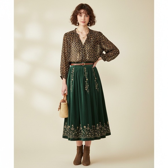 By Anthropologie Tops - Anthropologie Boho Peasant Blouse M‎ Brown Geometric Print Cotton Sheer Batwing